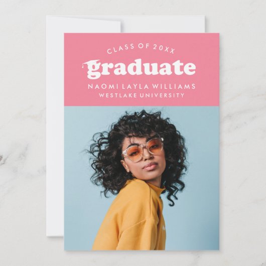 BOLD MODERN RETRO GRADUATE | EINLADUNG VON ABSCHLÜ (Vorderseite)