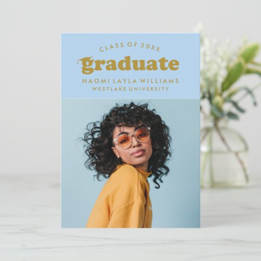 BOLD MODERN RETRO GRADUATE | EINLADUNG VON ABSCHLÜ (Stehend Vorderseite)