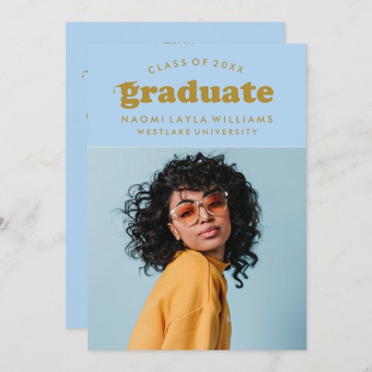 BOLD MODERN RETRO GRADUATE | EINLADUNG VON ABSCHLÜ (Vorne/Hinten)