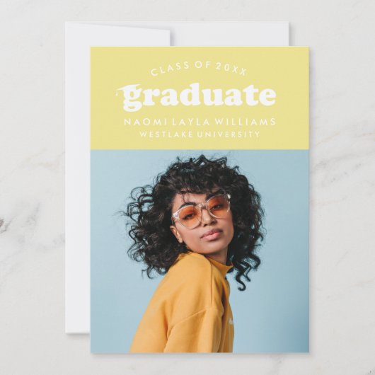 BOLD MODERN RETRO GRADUATE | EINLADUNG VON ABSCHLÜ (Vorderseite)