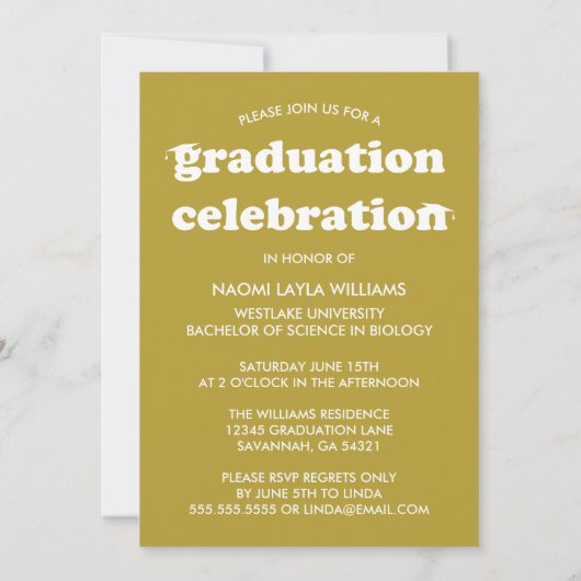 BOLD MODERN RETRO GRADUATE | EINLADUNG VON ABSCHLÜ (Rückseite)