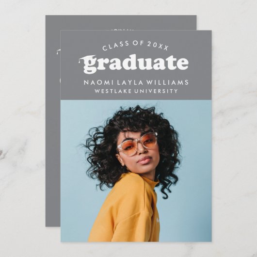 BOLD MODERN RETRO GRADUATE | EINLADUNG VON ABSCHLÜ (Vorne/Hinten)