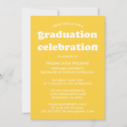 BOLD MODERN RETRO GRADUATE | EINLADUNG VON ABSCHLÜ (Rückseite)