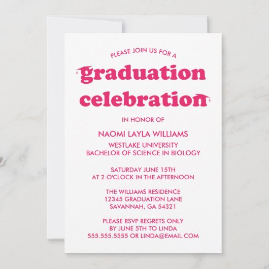 BOLD MODERN RETRO GRADUATE | EINLADUNG VON ABSCHLÜ (Rückseite)