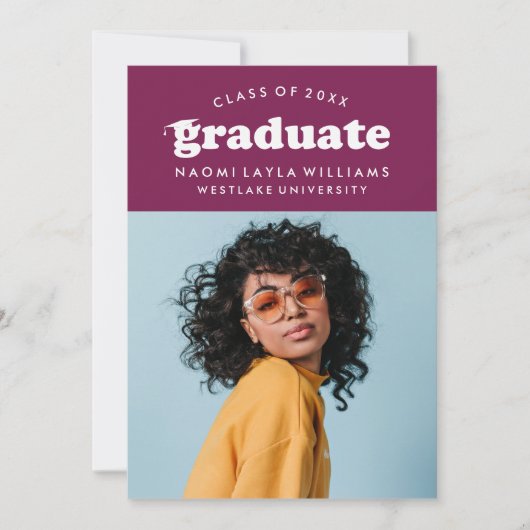 BOLD MODERN RETRO GRADUATE | EINLADUNG VON ABSCHLÜ (Vorderseite)