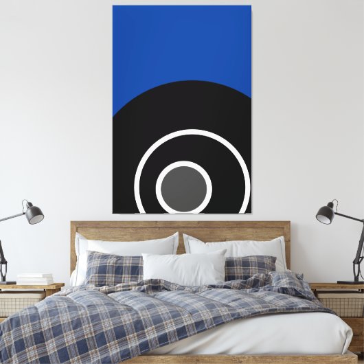 Bold Modern Royal Blue Schwarz-weiß Concentrated A Leinwanddruck (Insitu (Schlafzimmer))