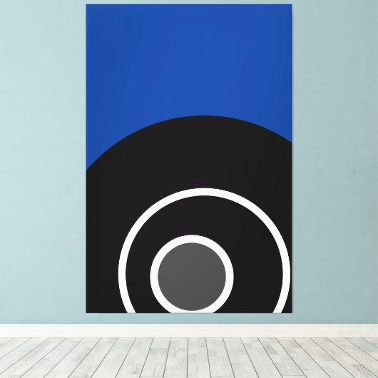 Bold Modern Royal Blue Schwarz-weiß Concentrated A Leinwanddruck (Insitu (Holzboden))