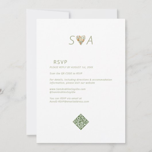 Bold Modern Rustic Boho Blumengrün Hochzeit Einladung (Rückseite)