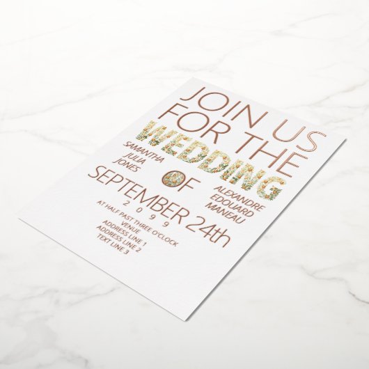 Bold Modern Rustic Boho Blumengrün Hochzeit Folieneinladung (Gedreht)