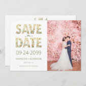 Bold Modern Rustic Boho Blumengrün Hochzeit Save The Date (Vorne/Hinten)
