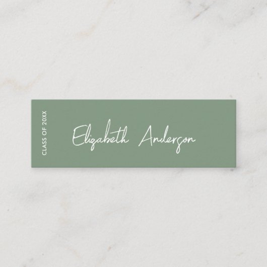 Bold Modern Sage Green Graduate Student Abschluss Telefonnummerkarte (Vorderseite)