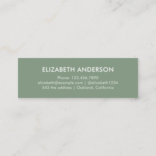 Bold Modern Sage Green Graduate Student Abschluss Telefonnummerkarte (Rückseite)