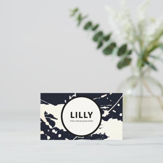 Bold Modern Schwarz-weiß Paint Abstrakt Spritzer Visitenkarte (Stehend Vorderseite)