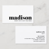 Bold Modern Schwarz-weiß Typografy Visitenkarte (Vorne/Hinten)