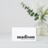 Bold Modern Schwarz-weiß Typografy Visitenkarte (Stehend Vorderseite)