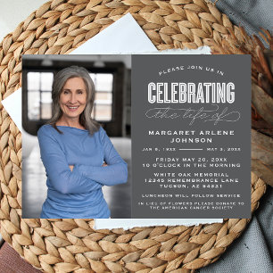 BOLD MODERN SCRIPT FEIERUNG LEBEN FUNERAL EINLADUNG