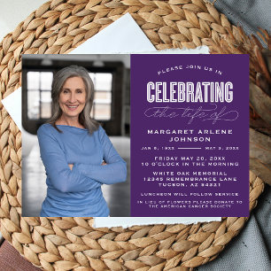 BOLD MODERN SCRIPT FEIERUNG LEBEN FUNERAL EINLADUNG