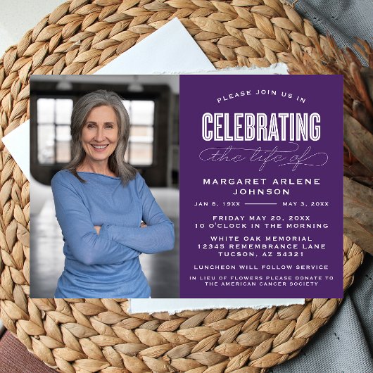 BOLD MODERN SCRIPT FEIERUNG LEBEN FUNERAL EINLADUNG