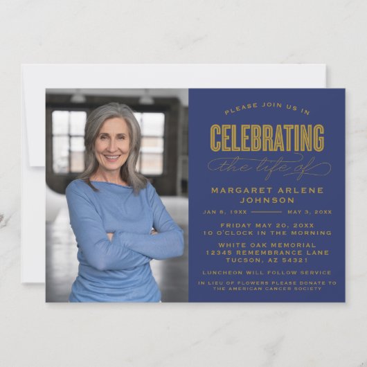 BOLD MODERN SCRIPT FEIERUNG LEBEN FUNERAL EINLADUNG (Vorderseite)