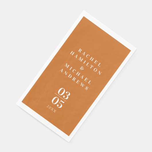 Bold Modern Simpel Orange Wedding Serviette (Ecke)