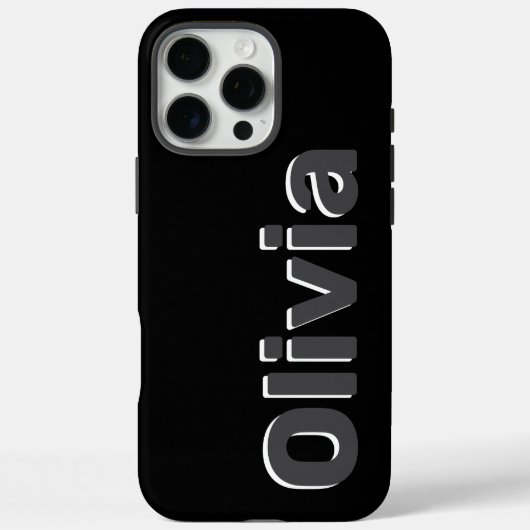 Bold Modern Simple Black & Gray Name Case-Mate iPhone Hülle (Rückseite)