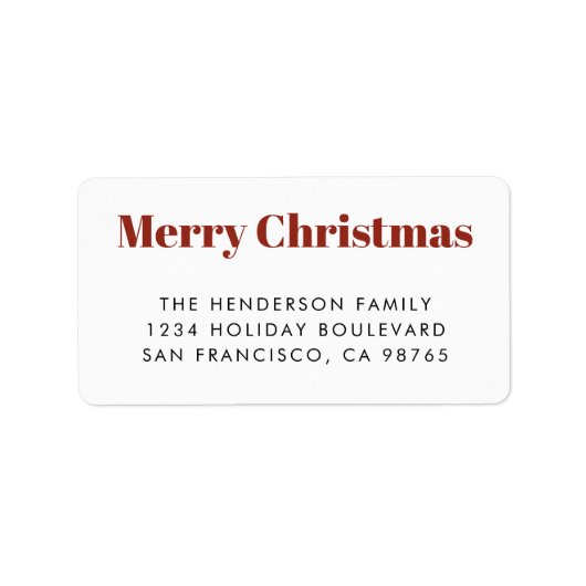 Bold Modern Simple Frohe Weihnachten Adressaufkleber (Vorne)