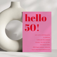 Bold Modern Simple Fun Pink und Red 50. Geburtstag