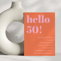 Bold Modern Simple Orange Pink 50. Geburtstagspart