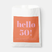 Bold Modern Simple Orange Pink 50. Geburtstagspart Geschenktütchen (Vorderseite)