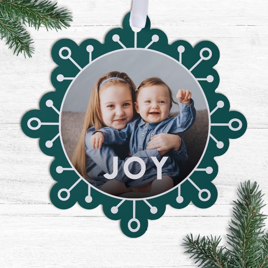 Bold Modern Snowflake Joy Foto Weihnachten Ornament Karte