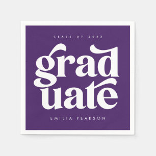 Bold Modern Type Lila Graduation Party Napkins Serviette