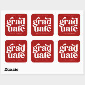 Bold Modern Type Red Abschluss Quadratischer Aufkleber (Blatt)