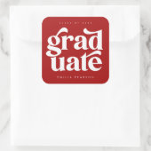 Bold Modern Type Red Abschluss Quadratischer Aufkleber (Tasche)