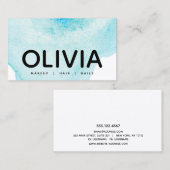 Bold Modern Typografy Blue Watercolor Visitenkarte (Vorne/Hinten)