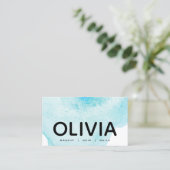 Bold Modern Typografy Blue Watercolor Visitenkarte (Stehend Vorderseite)