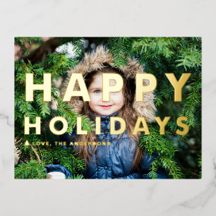 Bold Modern Typografy Happy Holidays Foto Folien Feiertagspostkarte