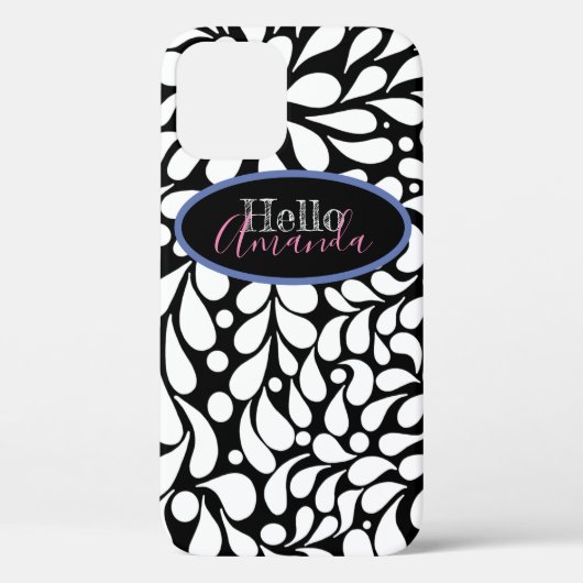 Bold modern white flowers on black background Case (Rückseite)
