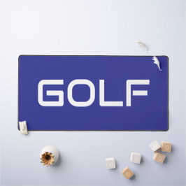 Bold Modern White GOLF Text Deep Blue Background Schreibtischunterlage