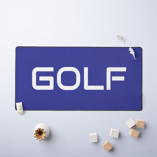 Bold Modern White GOLF Text Deep Blue Background Schreibtischunterlage (Kindertisch)