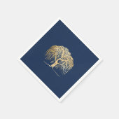 Bold Modern Willow Tree Navy Blue Gold Wedding Serviette (Ecke)