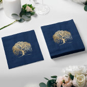 Bold Modern Willow Tree Navy Blue Gold Wedding Serviette