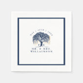 Bold Modern Willow Tree Navy Blue Gold Wedding Serviette (Vorderseite)