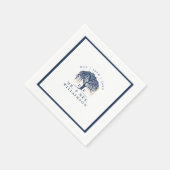 Bold Modern Willow Tree Navy Blue Gold Wedding Serviette (Ecke)