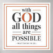 Bold Modern With God All Things Are Possible Poster (Vorne)