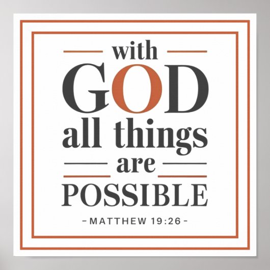Bold Modern With God All Things Are Possible Poster (Vorne)