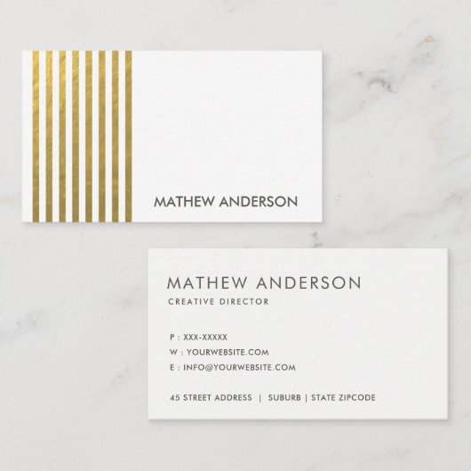 BOLD MODERNE GOLD-IMITAT STRIPED LINE PATTERN VISITENKARTE (Vorne/Hinten)