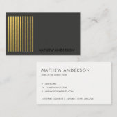 BOLD MODERNE GOLD-IMITATE SCHWARZSTRIPTE LINIENPAT VISITENKARTE (Vorne/Hinten)