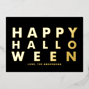 Bold moderne Typografie Black Happy Halloween Folien Feiertagskarte