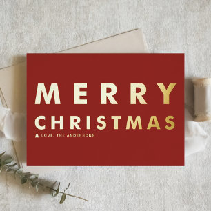 Bold moderne Typografie Red Frohe Weihnachten Folien Feiertagskarte
