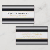 BOLD moderner goldfarbener Horizontalstreifen Schw Visitenkarte (Vorne/Hinten)